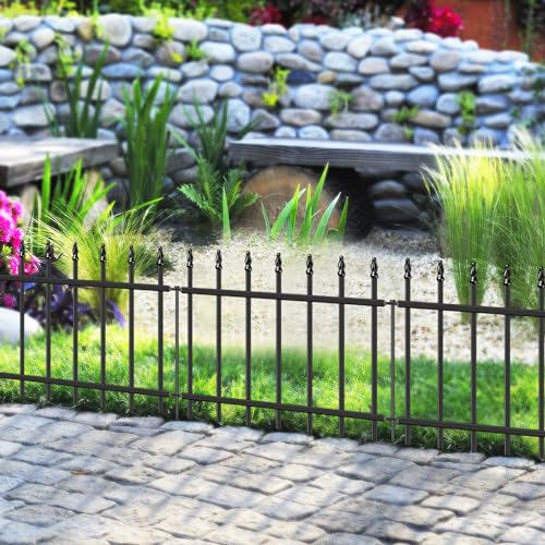 Decorative Metal Garden Fence 18" x 10', Small Fence Border with Stakes - size: 18″H x 10ft(5 Panels)