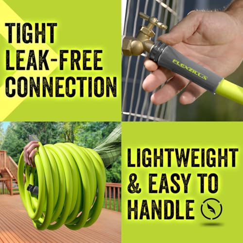 Flexzilla Garden Hose 5/8 in. x 100 ft., Lightweight All-Weather Water Hose, Durable and Flexible, Leak-Free Connections - color: Chartreuse, size: 100ft, style: Standard Grip
