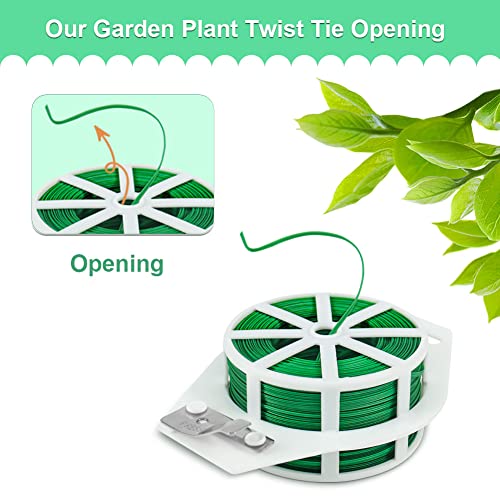 Shintop 328 Feet Garden Plant Twist Tie with Cutter for Gardening, Home, Office (Green) - color: green