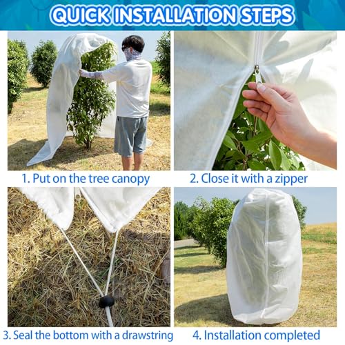 Tree Covers for Winter, Frost Cloths for Outdoor Plants, 7.9×5.9ft - size: 7.9x5.9 Ft 1Pcs