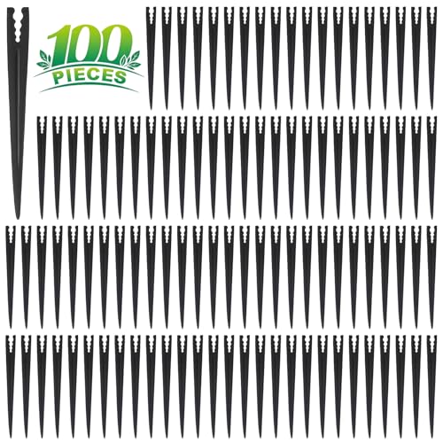 100 Pieces Drip Irrigation Support Stakes for 1/4 Inch Drip Tubing, 1/4" Tubing Hold Stakes Tool for Irrigation System Hose & Emitter Support for Vegetable Flower Beds Lawn Supplies - size: 1/4" Drip Stakes