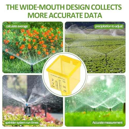 10PCS Rain Gauges Outdoor 1.5" Transparent Sprinkler Rain Gauge for Lawn with Wide Mouth Water Measuring Tool (Yellow)
