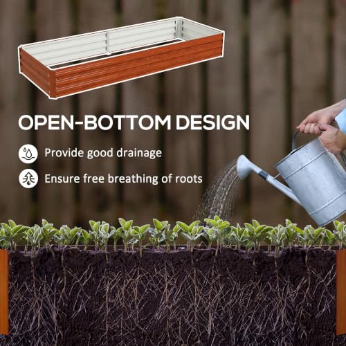 Outsunny 8' x 3' x 1' Galvanized Raised Garden Bed, Natural Wood - color: Natural Wood, size: 8' x 3' x 1'