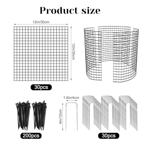 30 PCS Round Plant Protector from Animals, 12 Pack 12'' x 12'' Metal Plant Cages,30Pcs Metal Mesh to Keep Animals Out, Garden Protection Bunny Barricades, Wire Plant Protectors for Rabbit Chicken Duck