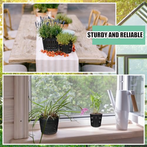 SiliFine 18 Pcs Hydroponic Net Pots, Variety Size Black Plastic for Orchids