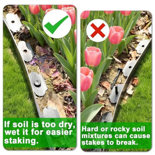 JERIA 4 Inch Tall 33 FT Garden Edging Kit with 45pcs Spikes, Plastic Edging for Landscaping - size: 4IN x 33FT