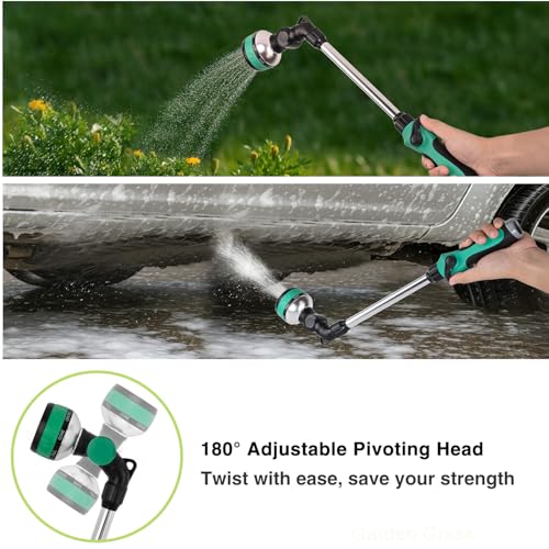Yesker Metal Watering Wand for Garden Hose, 21 Inch, 10 Spray Patterns, Adjustable Water Sprayer with Pivoting Head, Garden Hose Nozzle with Thumb Flow Control, Ideal for Water Plant and Yard Washing - size: 21 Inch (Upgraded)
