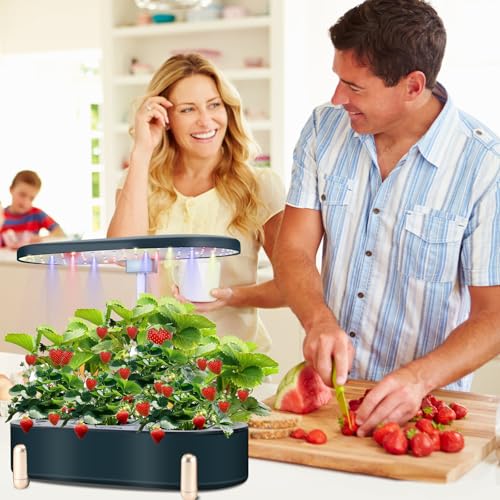 Indoor Garden Hydroponics Growing System12 Pods Plant Germination Kit Aeroponic Herb Vegetable Growth Lamp Countertop with LED Grow Light Hydrophonic Planter Grower Automatic Water Circulation (Green) - color: Green