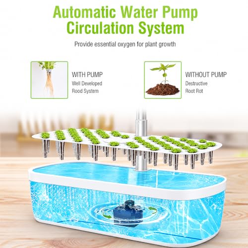52 Pods Hydroponics Growing System Indoor Herb Garden with Auto Timer White - color: White