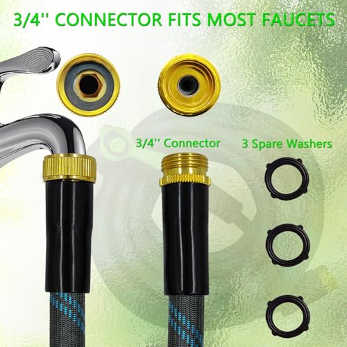 Junredy 75 FT Garden Hose, Flexible Water Hose with 10-Function Sprayer - color: Black Blue, size: 75