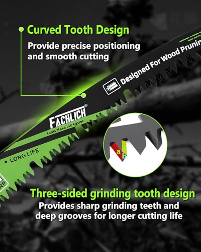 12-Inch Pruning Blades for Wood - Reciprocating Saw Blades Set, FACHLICH Arc Cutting Edge 6TPI Saw Blades for Tree Pruning, Wood Cutting(4 Pack) - size: 300MM(12")
