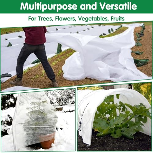 kockuu Plant Covers Freeze Protection, 10ft x 30ft 1.41 oz/yd² Frost Cloth Plant Blankets Floating Row Covers with 20 Stainless Steel Clips for Winter Plants Gardens Frost/Sun Pests Protection, White - color: White Plant Covers, size: 10*30ft