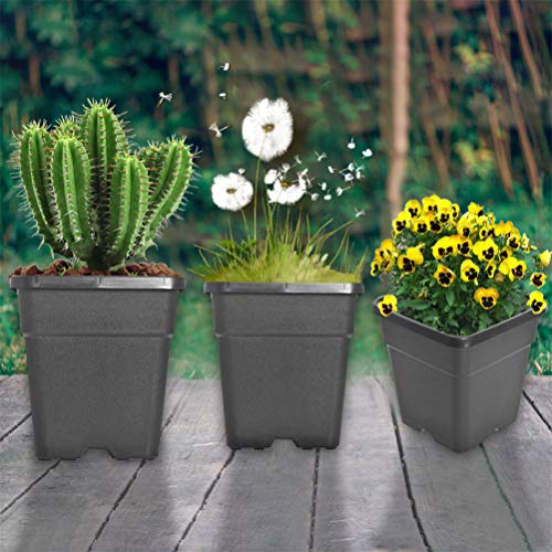 Square Nursery Pots Plant Pots Grow Pots Nursery Container for Planting Soil Plants 3.15 Gallon 10Pcs - color: Black, size: 3 Gallon