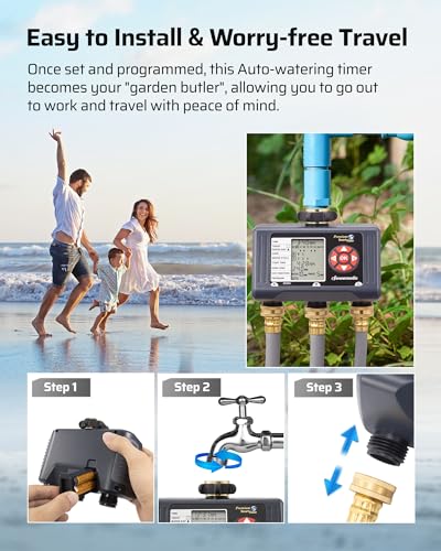DEWENWILS Sprinkler Timer 3 Zone, with Rain Delay/Manual/AUTO Irrigation - color: 3 Zone
