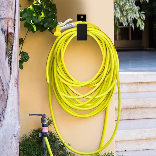 CroBlissful Garden Hose Holder Wall Mount Metal, Black - color: Black