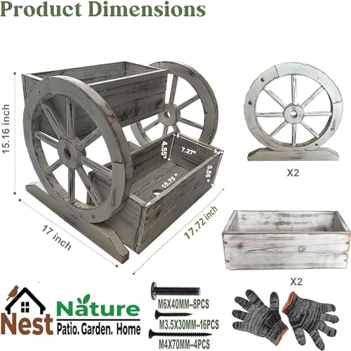 NestNature Wooden Wagon Planter Box|Raised Garden Bed W/Wheels for Plants - color: Antique White, size: Classic-2Tier