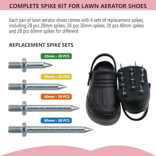 Lawn Aerator Shoes for Grass Lawn, Heavy Duty Spike Shoes with Adjustable Straps, Free-Installation Soil Yard Aerator Tool for Garden Patio Grass -Medium - size: Medium