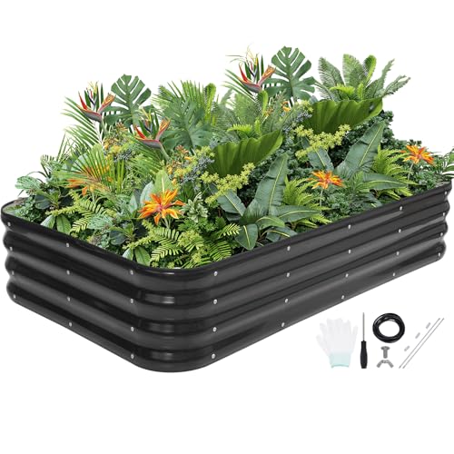 G GOOD GAIN Raised Garden Bed Outdoor, 4-in-1 Modular Metal Planter, Grey - color: Gray, size: 5x3x1ft(1pcs)