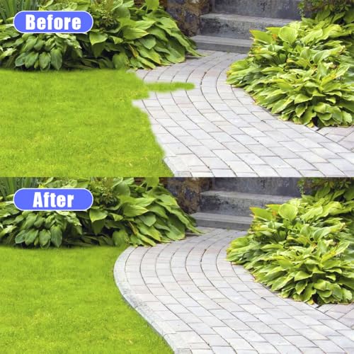 Half Moon Edger Lawn Tool, Manual Step Edger Saw Tooth Garden Hand Edging Shovel with Steel Long Handle for Yard Landscaping Borders Sidewalk Driveways Cable Burying Maintenance Flower Beds Grass