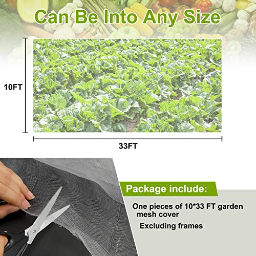 RIFNY Garden Netting for Raised Beds Garden Protection Plant, 1 Pcs 10x33Ft - color: White-1 Pack, size: 10x33 ft
