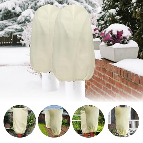 Plant Covers Freeze Protection β 4 Packs 47.2" x 31.5" Thickened Plant Frost Protection Covers, Heavy Duty Winter Plant Covers with Zipper & Drawstring, Reliable Freeze Protection for Outdoor Plants - color: Beige-4PCS-47.2" x 31.5"