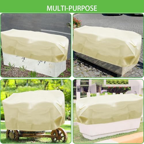 Plant Frost Cover for Garden Protection, Rectangular Planter Winter Blanket with Drawstring, 59 x 17.7 x 15.7 Inch, 4 Pack
