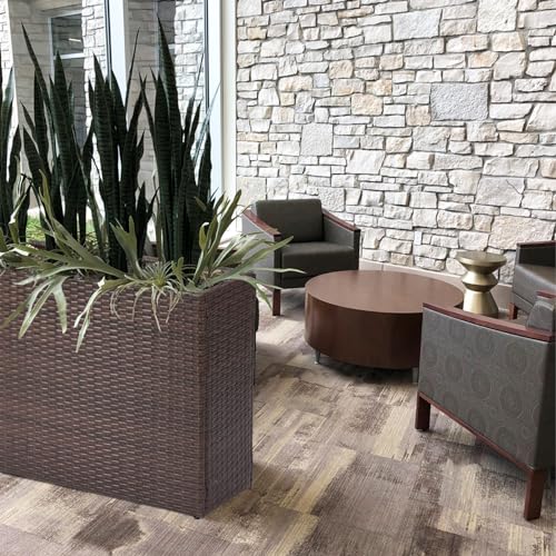 SUNNYPARK Large Rectangular Planter for Outdoor Rattan Block Box 32x11x24'' - color: Brown