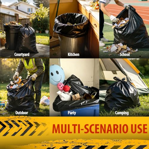 42 Gallon Large Black Trash Bags 33x48in (10 Count) - size: 10 Count (Pack of 1)