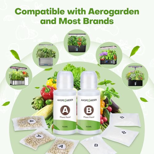 Ahopegarden 800ml A&B Hydroponic Nutrients: Hydroponic Plant Food for Aerogarden, Liquid Plant Food for Vegetables, Fruits, Flowers, ect - All-in-One Fertilizer Solution for Hydroponics Growing System - style: 8pcs Plant Food