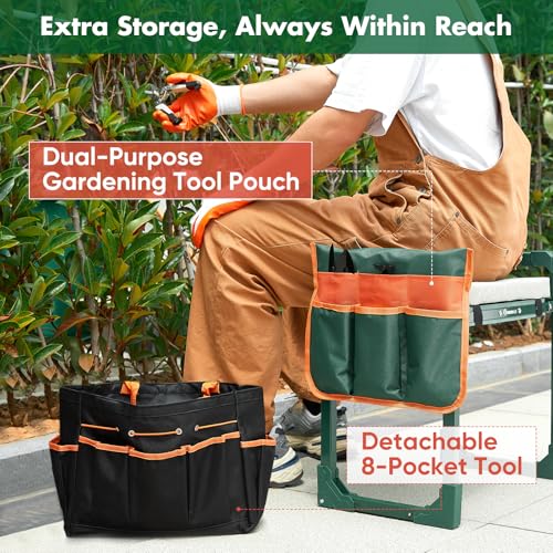 SakerPlus Garden Kneeler and Seat, Heavy Duty Foldable Garden Stool