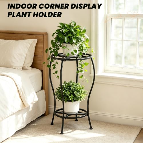 TOSKING 2-Tier Tall Metal Plant Stand, Indoor Outdoor, 28.7-Inch, Black - color: Black-2Tier-28''