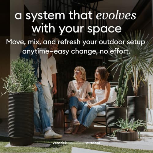 Veradek Mod Series Extra Tall Planter - Tall Outdoor Planter with Shelf - color: Black, size: 29 inch