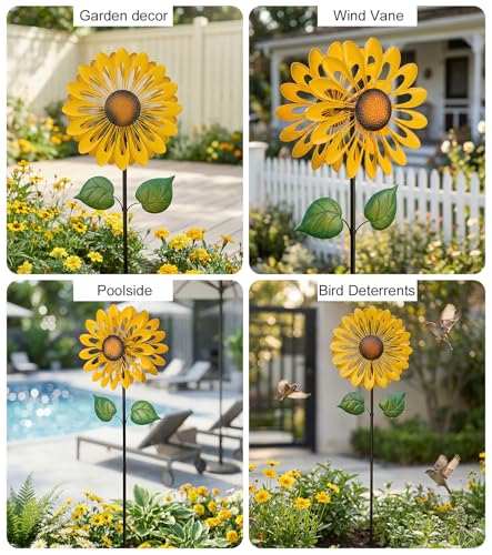Wind Spinner Outdoor, Yard Decorations Outdoor, Sunflower Garden Decor