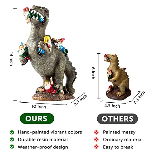 SOWSUN 14" Garden Gnomes Statue Dinosaur Outdoor Decor Gifts for Women - size: 14“ Dinosaur