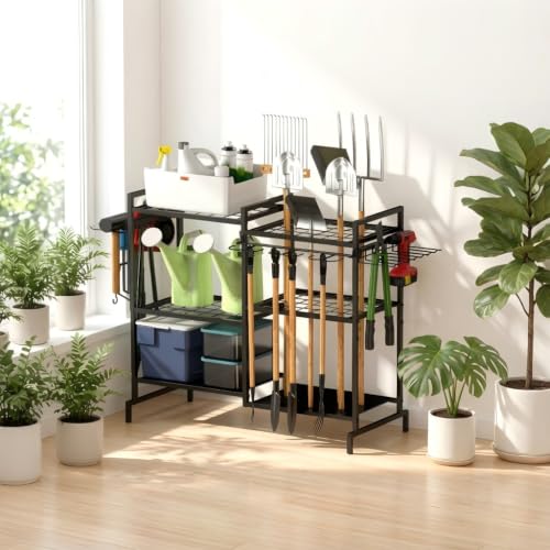 Garden Tool Organizer Garage Organizers and Storage 3 Tier Yard Tower Rack
