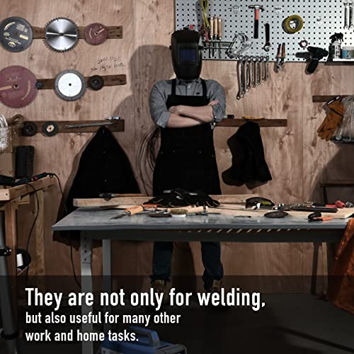LeaSeek Leather Welding Apron, Heat & Flame-Resistant, 6 Pockets - color: Black - 24"x 42" With Gloves