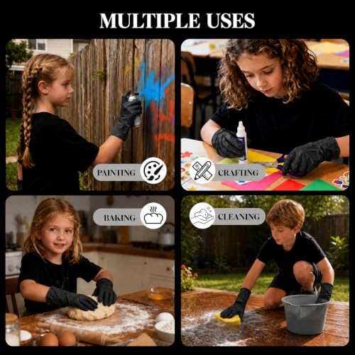 Kids Disposable Gloves, 5-Mil Safe Black Nitrile, XS, 100Ct - color: Black of 100pcs, size: X-Small