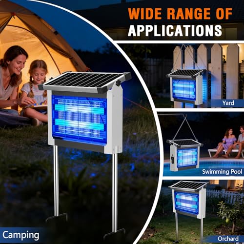 ZECHUAN Solar Bug Zapper Outdoor, Rechargeable Mosquito Zapper - color: White
