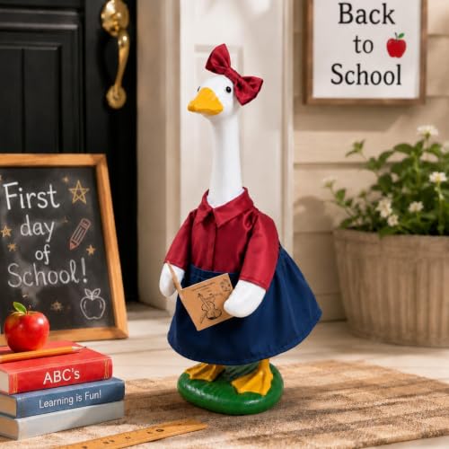 Back to School Porch Goose Outfit Teacher Costume for 23-Inch Goose Statue - color: Back to School Girl