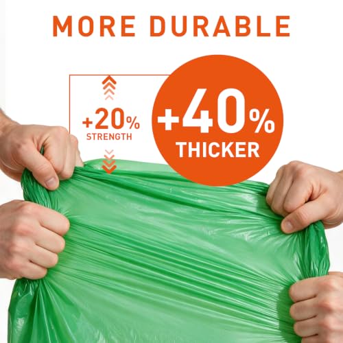55-60 Gallon Compostable Trash Bags Liners, Heavy Duty Extra Thick 1.57 Mil, 208.2 Liter, 15 Bags, Lawn, Yard, and Restaurant Use, ASTM D6400, US BPI, OK Compost Home Certified - color: 55G-15count