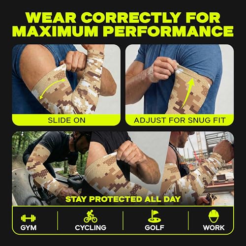 ARMORAY Arm Sleeves for Men UV Protection Cooling SPF 50 Sun Sleeves Sports - color: Sand Camo