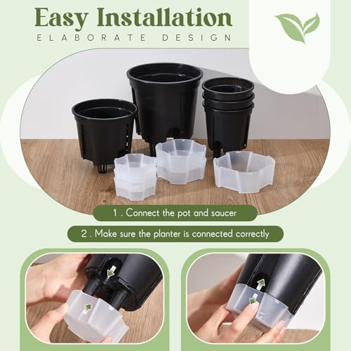 Wonderjune Self Watering Planter, 5.91'', Black, 9 Pcs - color: Black, size: 5.91''
