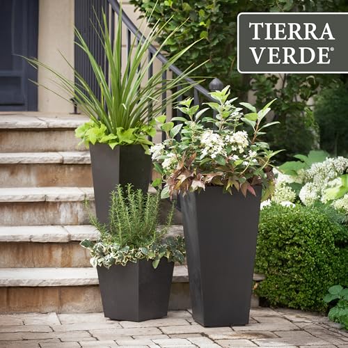 Tierra Verde Sonata Self-Watering Square Planter, Black, Small, 2-Pack - size: Small