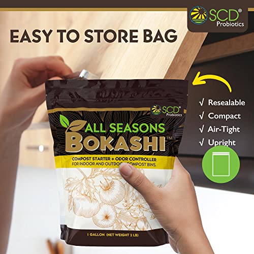 All Seasons Bokashi Compost Starter 2 lbs (1 Gallon) - Dry Bokashi Bran for Kitchen Compost Bin, Compost Food Pet Waste Quickly & Easily with Low Odor by SCD Probiotics - size: 2 lb