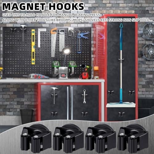 Vercraft 8 Pcs Magnetic Broom Holder Wall Mounted Anti Slip Rack,Black - color: Black