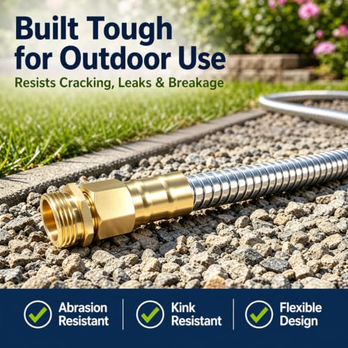 Metal Garden Hose 100 ft – 304 Stainless Steel Water Hose with Nozzle Sprayer, Garden Hoses Flexible, Lightweight, No Kink, Heavy Duty for Outdoor (100 ft) - size: 100 Feet