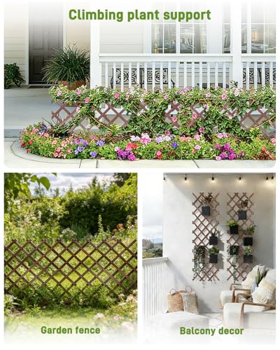 2 Pack Expandable Wooden Lattice Fence Panel, 3.2 x 6.1 Ft - color: 2 Pack, size: 3.2 x 6.1 ft