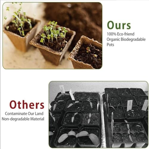 360 Cells Peat Pots Seedling Start Trays 36 Pack Plant Starter Kit