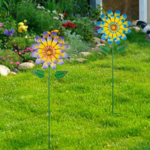 Metal Flower Decorative Garden Stakes,2 Pack Large Flower Stakes - color: Flower-2 Pack(2)