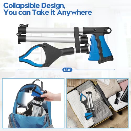 Upgraded 31 Inch Grabber Reacher Tool for Seniors, Trash Picker Upper- Anti Slip Wide Jaw, Stable Center of Gravity, Folds to 12.8 Inch Easy Storage Ideal for Trash Pickup & Surgery Recovery - size: 31 Inch
